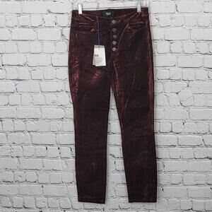 2/$20 Paige Hoxton Ankle Peg Velvet Pants Dark Red Size 28 – Flawed | Luxe Style